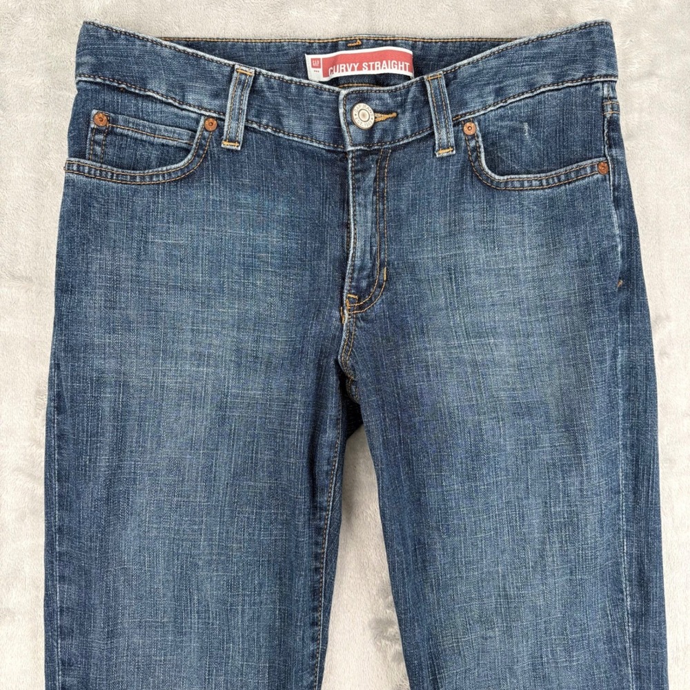 Gap Curvy Straight Jeans Womens 6 ank (Fits 28x30) Blue Mid Rise‎ Classic Y2K
